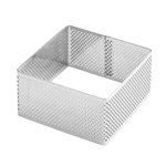 Pavoni Stainless Steel Perforated Cake Ring, Square, 3.1" x 3.1" x 1.8"