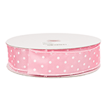 Pink with White Dots Wired Ribbon, 1-1/2