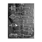 Plastic Bendable Chocolate Mold, Jewish Lolly, 7 Cavities 