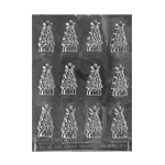 Plastic Bendable Chocolate Mold, Tree With Star, 12 Cavities 