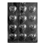 Plastic Chocolate Mold, 1.5" Heart, 12 Cavities
