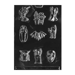 Plastic Chocolate Mold, Assorted Halloween Shapes, 9 Cavities