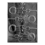 Plastic Chocolate Mold, Blue Ribbons Lollipop, 4 Cavities