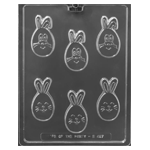 Plastic Chocolate Mold, Easter Bunny, 6 Cavities