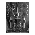 Plastic Chocolate Mold, Girl Pilgrim Lollipop, 3 Cavities