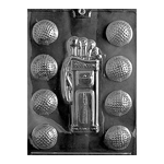 Plastic Chocolate Mold, Golf Caddy and Balls, 9 Cavities