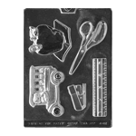 Plastic Chocolate Mold, School Assortment, 5 Cavities