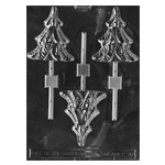 Plastic Chocolate Mold, Tree Lollipop, 3 Cavities