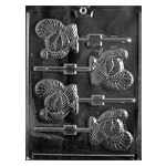 Plastic Chocolate Mold, Turkey Lollipop, 4 Cavities