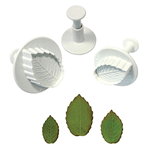 PME Plunger Cutters, Plastic, 3 Pc. Set: Veined Rose Leaf