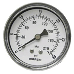 Pressure Gauge; 0 - 30 PSI; 1/4" MPT Back Mount