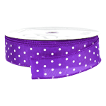 Purple with White Dots Wired Ribbon, 1-1/2" Wide, 50 Yards