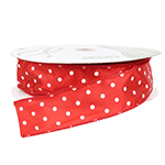 Red with White Dots Wired Ribbon, 1-1/2