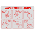 Reflective Red & White Hand Washing Sign, 10" x 7"