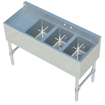 Sapphire SMBS-3L Three Compartment Underbar Sink Unit with Left Drainboard
