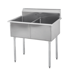 Sapphire SMSQ1214-2 Two Compartment Stainless Steel Budget Sink, 27"W x 17-1/2"D