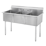 Sapphire SMSQ2421-3 Three Compartment Stainless Steel Budget Sink, 75"W x 24-1/2"D