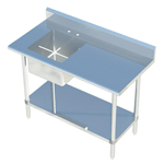Sapphire SMTPS-2448L Work Table with Left Sink; Table Size 48" Left to Right x 24" Front to Back
