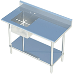 Sapphire SMTPS-3048L Work Table with Left Sink; Table Size 48" Left to Right x 30" Front to Back