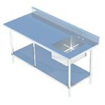 Sapphire SMTPS-3072R Work Table with Right Sink; Table Size 72" Left to Right x 30" Front to Back