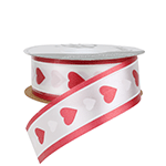 Satin Queen of Hearts Ribbon, 1-1/2" Wide, 50 Yards