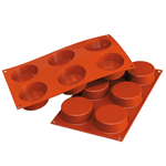 Silikomart Flexible Silicone Non-Stick Cylinder Bakeware Mold 3.49 Oz, 2.75" Dia. x 1.06" Deep, 6 Cavities