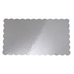 Silver Scalloped Log Cake Boards, 11.75" x 6.5" - Pack of 5