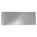Silver Scalloped Log Cake Boards 6.5" x 16.75" - Pack of 25