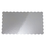 Silver Scalloped Log Cake Boards 6.5" x 11.25", Case of 50