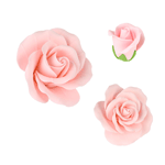 Soft Pink Garden Roses Gumpaste Flowers - Set of 6