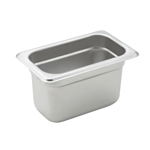 Stainless Steel Steam Table Pan, Ninth Size, 6-3/4" x 4-1/4" x 4" Deep
