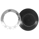Stero OEM # P651187 / P65-1187, 2" Black Dishwasher Knob with Silver Dial Insert (Off, 100-200)