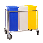 Three-Bin Ingredient Cart w/Clear Plastic Tops