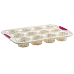 Tradeau Confetti Fuchsia Silicone Muffin Pan, 12 Cavities