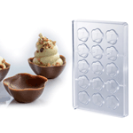 Transparent Polycarbonate Chocolate Mold, Wavy Cup 40mm Diameter x 17mm High, 15 Cavities