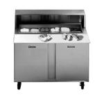 Traulsen UPT7218-LL-SB 72" 18 Pan Sandwich / Salad Prep Table with Left / Left Hinged Doors and Stainless Steel Back