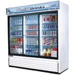 Turbo Air TGM-69R 3 Sliding Glass Door Refrigerated Merchandiser - 69 cu. ft. White Cabinet