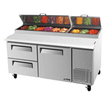 Turbo Air TPR-67SD-D2 Super Deluxe 2 Drawer Pizza Prep Table 20 Cu. Ft.