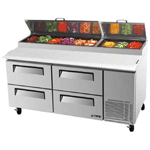 Turbo Air TPR-67SD-D4 Super Deluxe 4 Drawer Pizza Prep Table 20 Cu. Ft.