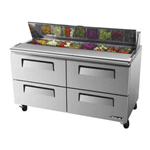 Turbo Air TST-60SD-D4 Super Deluxe 4 Drawer Sandwich Salad Table 16 Cu. Ft.