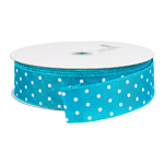 Turquoise with White Dots Ribbon, 1-1/2" Wide, 50 Yards