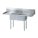 LJ1515-2RL Two Compartment NSF Commercial Sink with Two Drainboards - Bowl Size 15 x 15