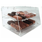 Winco Acrylic Display Case Plastic Showcase, 2 Tray, Front & Rear Doors