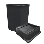 Update International TCSQ-35B Black Trash Can with Lid, 35 Gallon