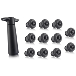 Vacuvin Black Plastic Wine Saver with 11 Stoppers