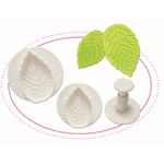 O'Creme Veined Rose Leaf Plunger Cutter, Set of 3