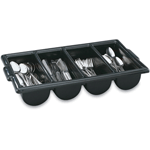 Vollrath 52653 Cutlery Box, 4 Compartment, Black Plastic