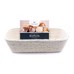 Vollum Brotform Rectangular Proofing Basket with Linen, 12" x 5 1/2" x 3-1/4" H, 2 lb