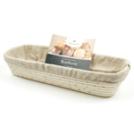 Vollum Brotform Rectangular Proofing Basket with Linen, 15" x 5 1/2", 3 lb