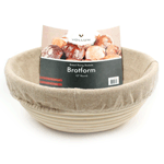 Vollum Brotform Round Proofing Basket with Linen, 10" x 3.5", 2 lb
